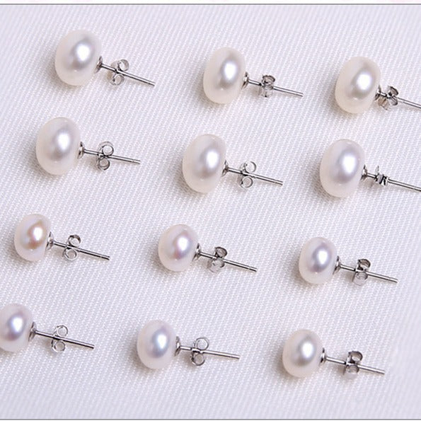 Natural pearl earrings AAAA grade high-quality freshwater pearl earrings 925 silver pearl earrings wholesale live broadcast