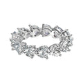 Women Elegant Fashion Statement Heart Shape High Carbon Stone 925 Sterling Silver Ring