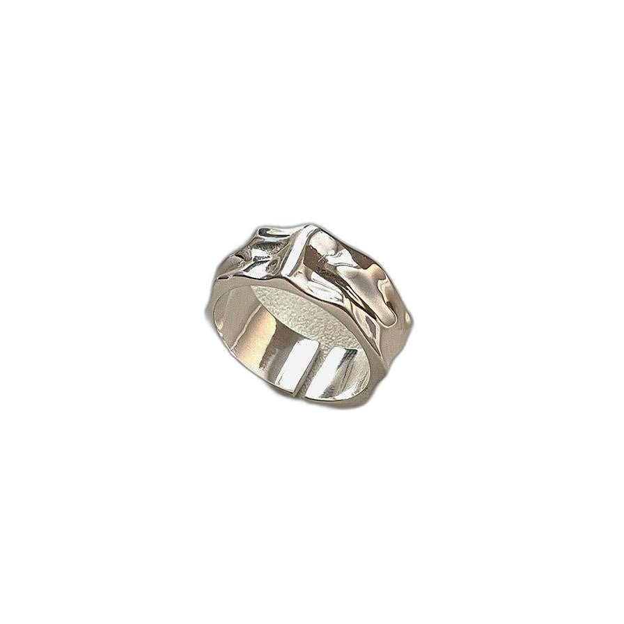 Modern Geometric Pattern Solid 925 Sterling Silver Adjustable Ring