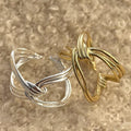 Elegant Heart Knot Design Adjustable 925 Sterling Silver and 18K Gold Plated Ring for Women Modern Fashion Jewelry Simple Style