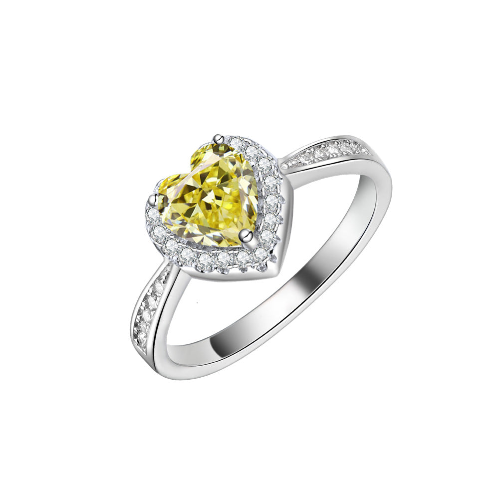 Heart Shape Cubic Zirconia Halo 925 Sterling Silver Ring