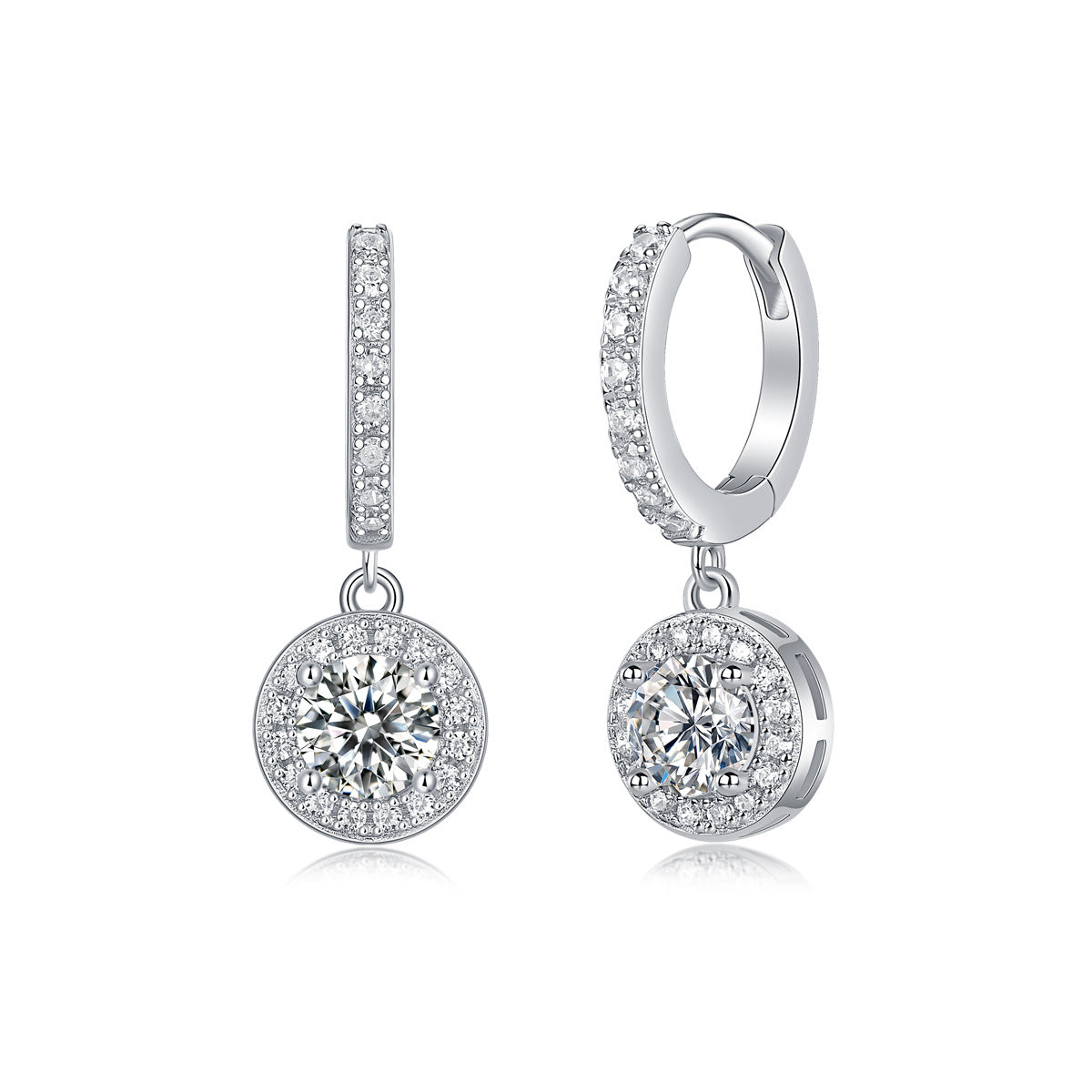 Elegant 925 Sterling Silver D Color Round Cut for Women  Moissanite Geometric Drop Earrings