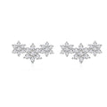 Snowflake Floral Cluster S925 Sterling Silver Cubic Zirconia Stud Earrings  Fashion Simple Winter Style Ear Stud Earrings