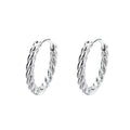 Pure Metal Twisted C Shape Hoop Earrings S925 Sterling Silver Minimalist Rope Texture Wave Design  Earrings