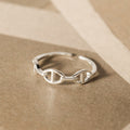 Pure Metal Geometric Hollow Chain Link Silver S925 Adjustable Pig Nose Chain Ring