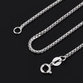 Polished Finish Casual Hip Hop Style JewelryGeometric Square Box Chain Necklace Solid 925 Sterling Silver Minimalist Unisex Long Chain Necklace