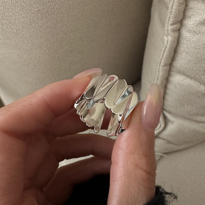 Party Irregular Foldings 925 Sterling Silver Adjustable Ring