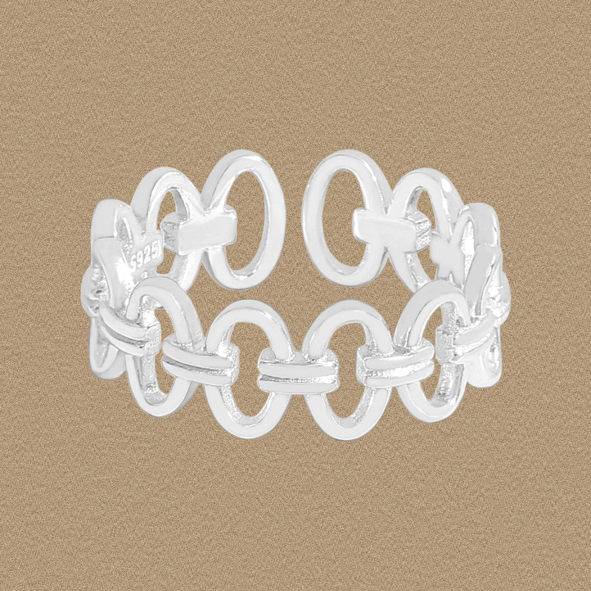 Office Hollow Round Circles 925 Sterling Silver Adjustable Ring