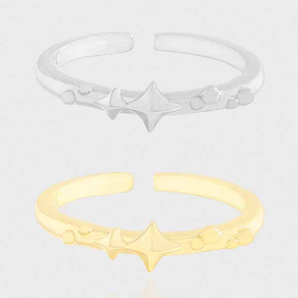 Casual Irregular Shining Star Bubbles 925 Sterling Silver Adjustable Ring