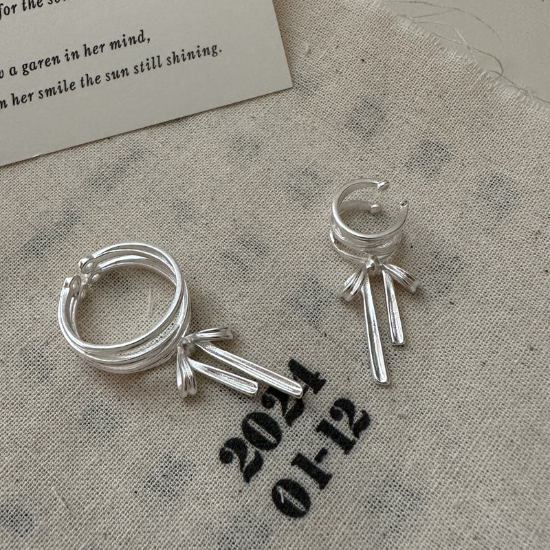 Holiday Multi Layers Bow-Knot 925 Sterling Silver Non-Pierced Earring(Single) Earrings