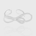 Girl Beautiful Hollow Bow-knot 925 Sterling Silver Adjustable Ring