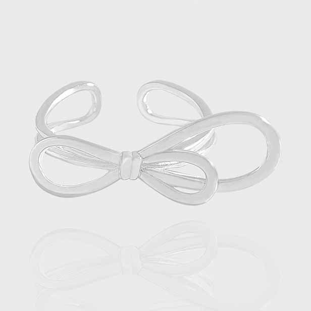 Girl Beautiful Hollow Bow-knot 925 Sterling Silver Adjustable Ring