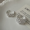 Graduation Multi Beads Layers 925 Sterling Silver Adjustable Ring