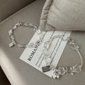 Girl Beautiful Geometry Square Oval White Crystal 925 Sterling Silver Bracelet