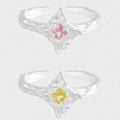 Women Irregular CZ Star 925 Sterling Silver Adjustable Ring
