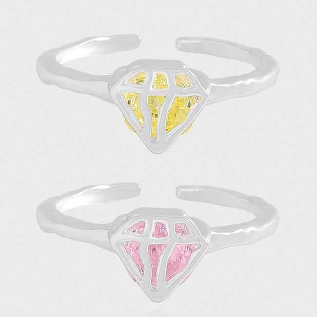 Elegant Irregular CZ Trillion 925 Sterling Silver Adjustable Ring