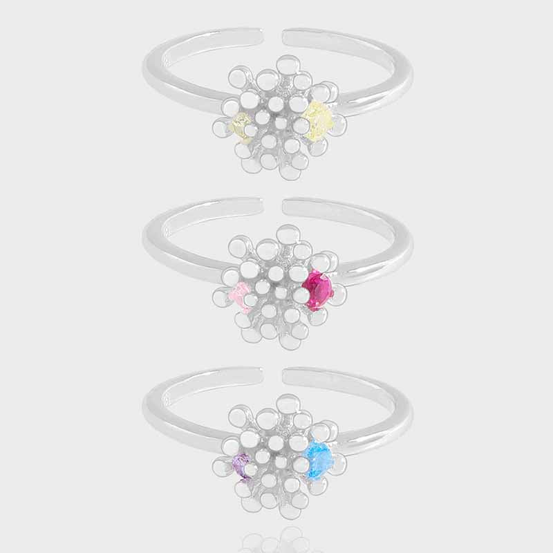 Holiday Irregular CZ Firework 925 Sterling Silver Adjustable Ring