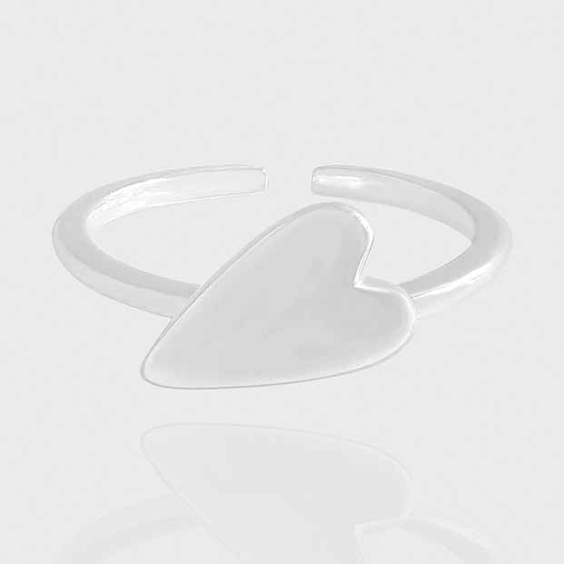 Honey Moon Irregular Big Heart 925 Sterling Silver Adjustable Ring