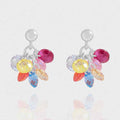 Modern Colorful CZ Bunch of Grapes 925 Sterling Silver Dangling Earrings