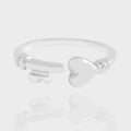 Honey Moon Gift Heart Lock Key 925 Sterling Silver Adjustable Ring