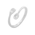 Unique Fork and Spoon Design Adjustable Pure 925 Sterling Silver Open Ring