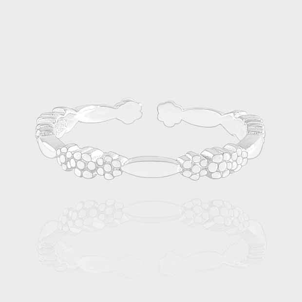 Sweet Flowers Oval Geometry 925 Sterling Silver Adjustable Stacker Ring