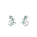 Rainbow Cube Zirconium Blue Mint Green Enamel Lizard-shaped 925 Silver Earrings