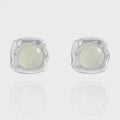 Simple Irregular Border Green Crystal 925 Sterling Silver Stud Earrings