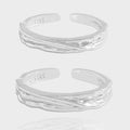 Simple Irregular Lines 925 Sterling Silver Adjustable Couple Ring