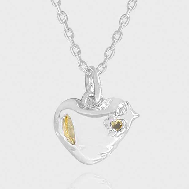Fashion Irregular CZ Heart Star 925 Sterling Silver Necklace