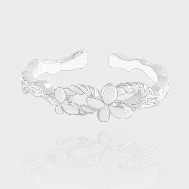 Beautiful Irregular Double Butterflies 925 Sterling Silver Adjustable Ring
