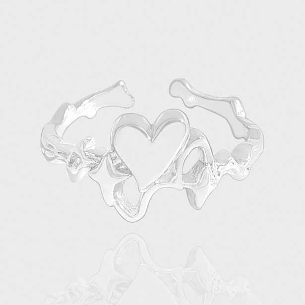 Modern Irregular Heart Star 925 Sterling Silver Adjustable Ring