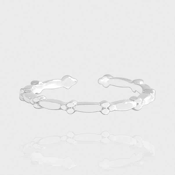 Simple Flower Tree Branch 925 Sterling Silver Adjustable Stacker Ring