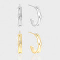 Simple Shining Star Pattern 925 Sterling Silver Hoop Earrings