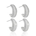 Modern Minimalist Matte Finish Geometric Cubic Zirconia in 925 Sterling Silver and 18K Gold Plated Hoop Earrings