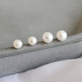 Elegant Minimalist Geometric Design Natural Freshwater Pearl 925 Sterling Silver Stud Earrings