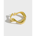stacked silver ring INS minimalist irregular wavy smooth S925 pure silver open ring for women