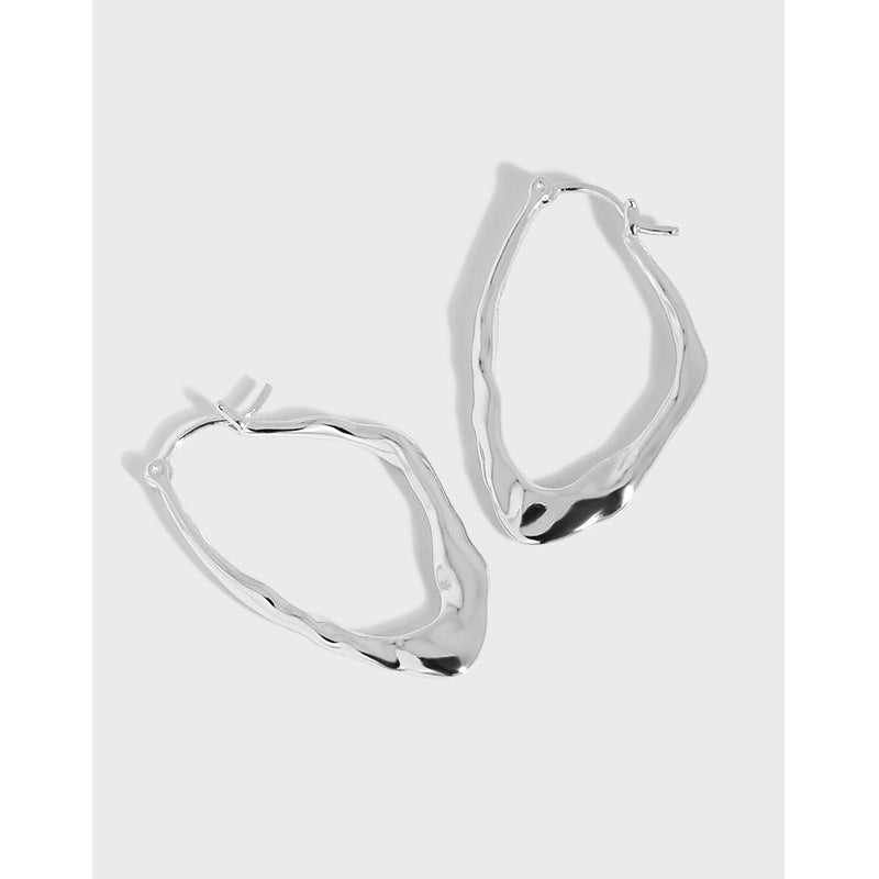 niche design minimalist and versatile irregular texture S925 pure silver earrings for women