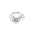 Geometric Design Blue Tourmaline Textured Adjustable S925 Sterling Silver Ring