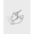Hollow Irregular Geometry 925 Sterling Silver Adjustable Ring