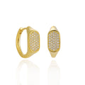 Geometry Irregular Rectangle Micro Setting CZ 925 Sterling Silver Hoop Earrings
