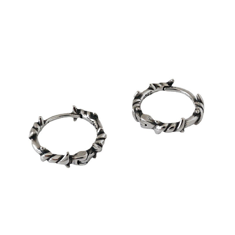 Vintage Twisted Rope Design 925 Sterling Silver Hoop Earrings