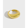 fashion personality simple ring ins geometric exaggeration elliptical smooth S925 pure silver ring for women