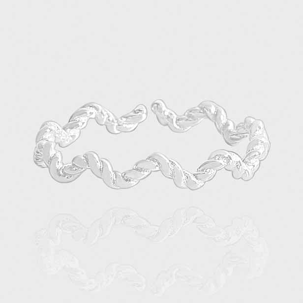 Modern Irregular Twsited Wave 925 Sterling Silver Adjustable Ring