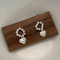 Anniversary Girl Heart Beads 925 Sterling Silver Dangling Earrings