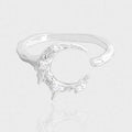 Women Fashion Irregular Crescent Moon 925 Sterling Silver Adjustable Ring