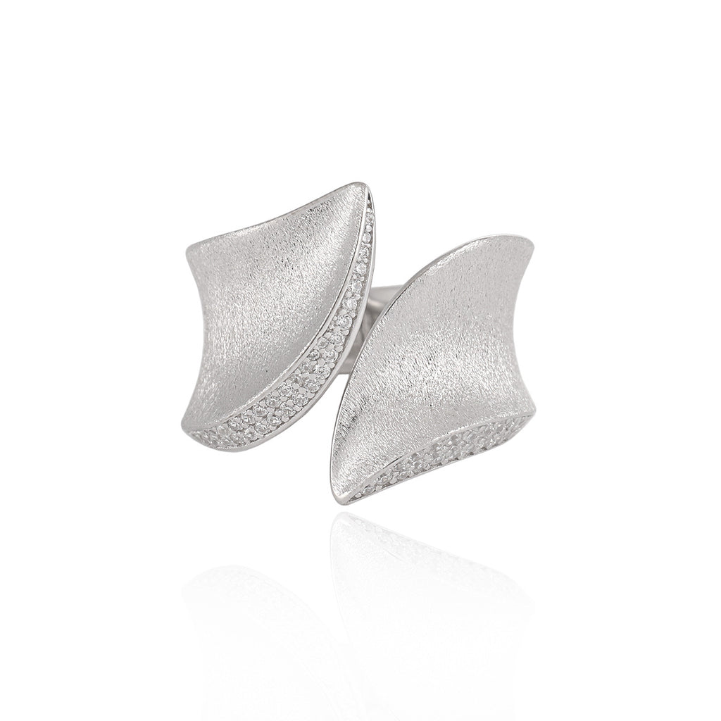 Fashion Irregular CZ Border Geometry 925 Sterling Silver Adjustable Ring