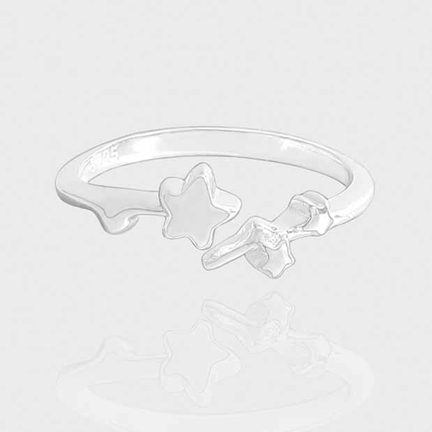 Classic Irregular Stars 925 Sterling Silver Adjustable Ring