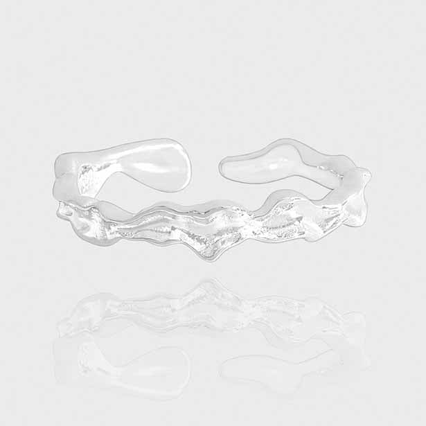 Graduation Irregular Lake 925 Sterling Silver Adjustable Ring