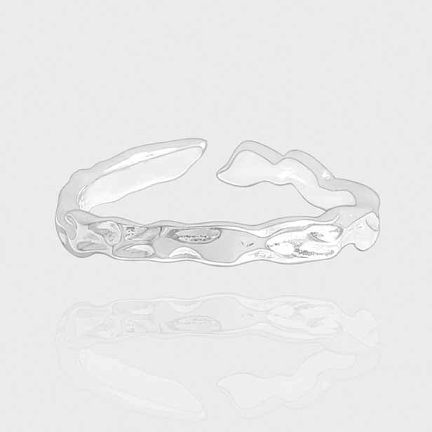 Minimalism Irregular Lava Pattern 925 Sterling Silver Adjustable Ring